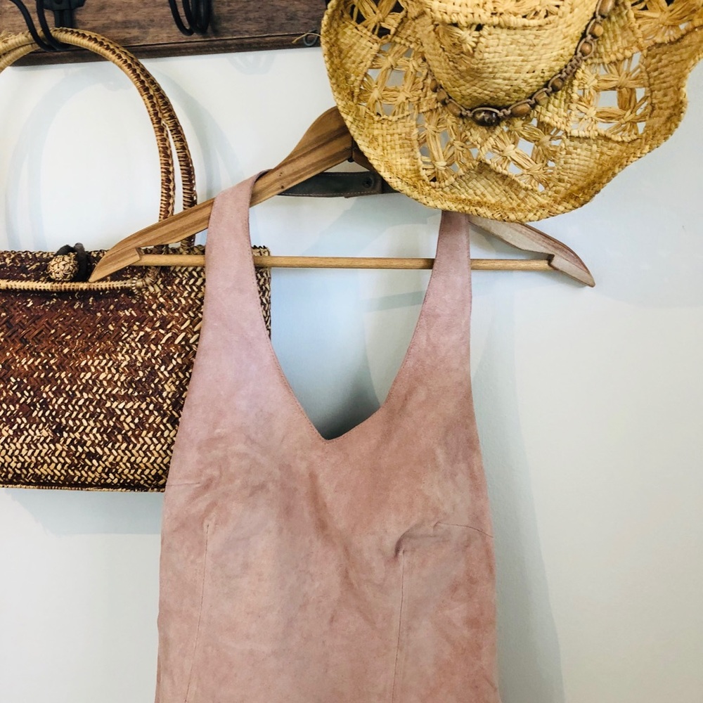 Vintage J. Crew suede halter top. Rose pink.